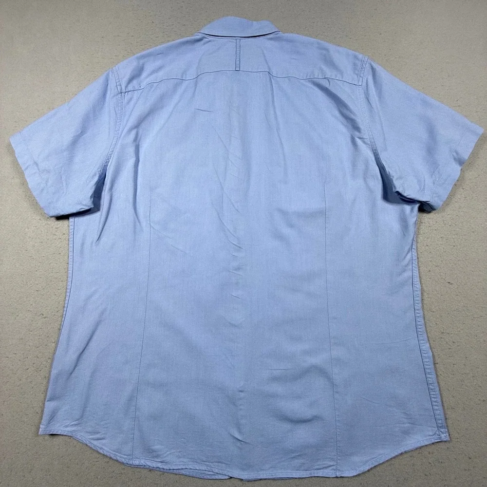 Banana Republic Mens Short Sleeve Oxford Shirt Light Blue Button Down Pockets